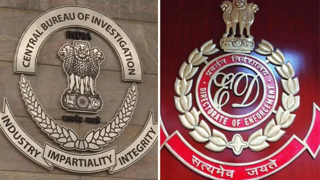 Logos of Central Bureau of Investigation (CBI) and Enforcement Directorate (ED) | Representational photo: Twitter/@ANI/@dir_ed