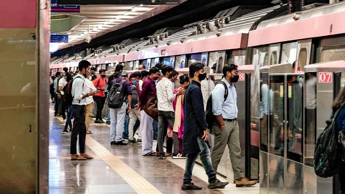 Passengers wait to board the metro at the Pink Line in Mayur Vihar Phase-I in New Delhi | Representational image | ANI photo