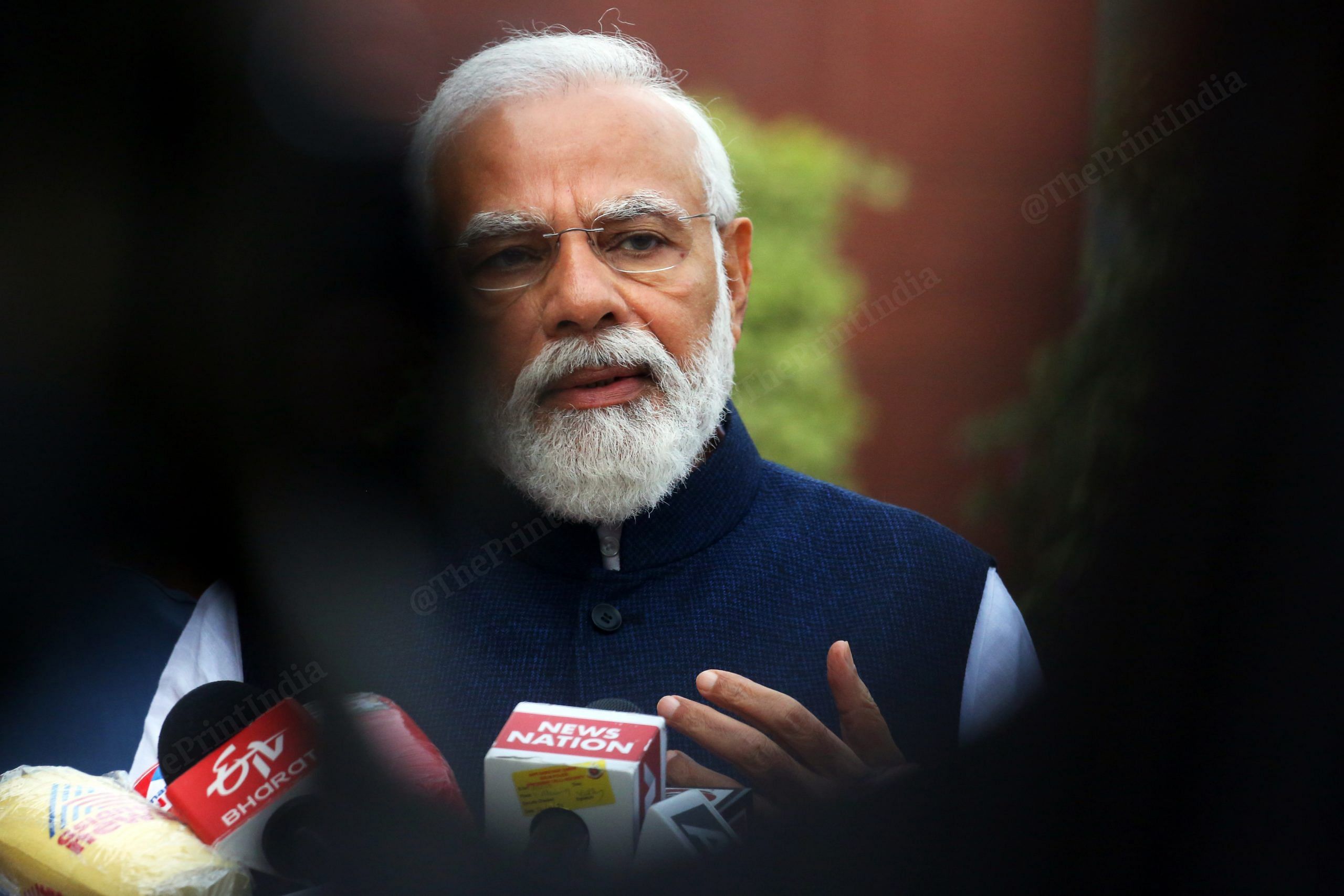 New Delhi, India. 19th July, 2021. India's prime minister Narendra Modi,(Centre)  addresses the media on the opening day of the Monsoon session at Parliament  House in New Delhi. (Photo by Ganesh Chandra/SOPA