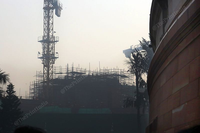 A view of newly Parliament House construction work under process | Photo: Praveen Jain | ThePrint