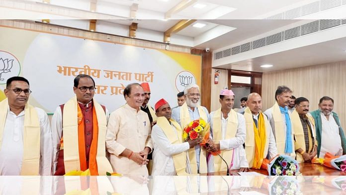 Members of the Hissedari Morcha, a group of 7 smaller parties, meet UP BJP chief Swatantra Dev Singh in Lucknow on 27 October 2021 | By special arrangement