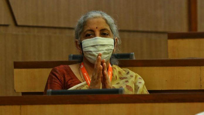 Finance Minister Nirmala Sitharaman at the BJP National Executive meeting in New Delhi Sunday | Photo: Suraj Singh Bisht | ThePrint