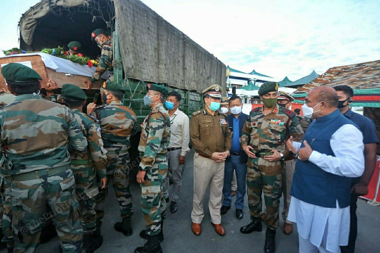 Chief Minister Biren Singh talks to army officials at the ceremony | Photo: Praveen Jain | ThePrint