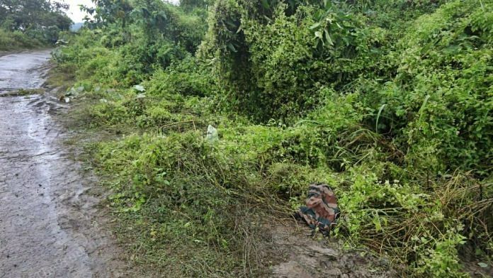 A jawan’s jacket lies at the spot where the Assam Rifles convoy was ambushed at Churachandpur district in Manipur | Photo: Praveen Jain/ThePrint