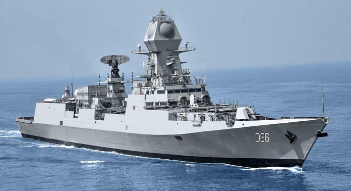 The first of the Visakhapatnam class stealth-guided missile destroyers | By special arrangement