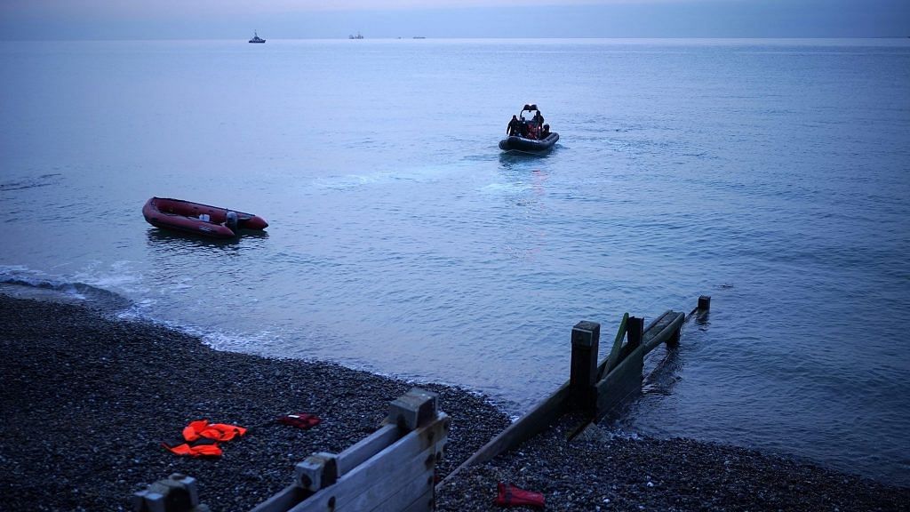 An empty migrant dinghy is collected by the Border force off the beach at St Margaret's Bay | Representational image | Photo: Christopher Furlong/Getty Images Europe via Bloomberg