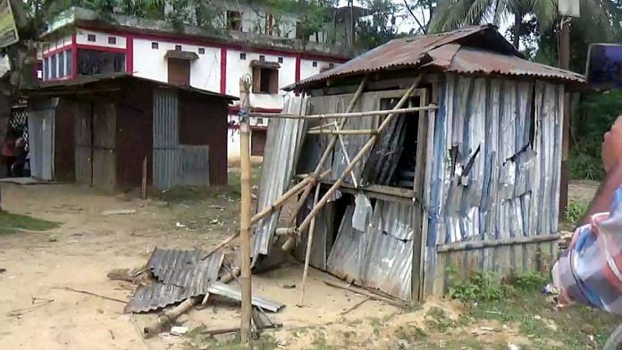A hut allegedly damaged in Tripura violence. |ANI