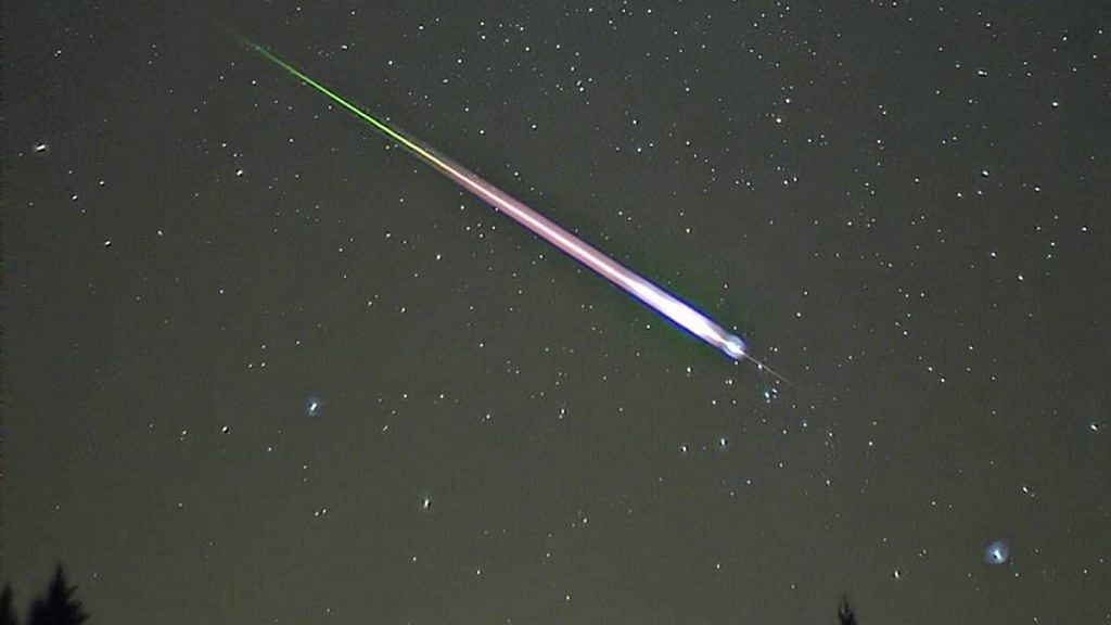 A meteor during the 2009 Leonid meteor shower. | Wikipedia