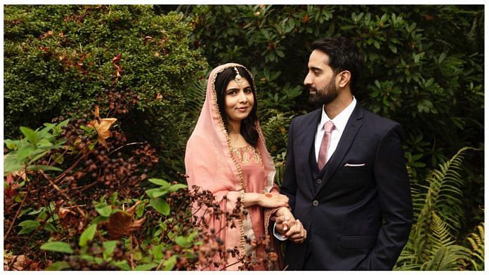 Malala Yousafzai with her partner Asser Malik on their wedding day in Birmingham, UK | Photo: Twitter @Malala