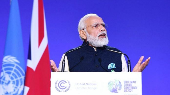 Prime Minister Narendra Modi addresses COP26 World Leaders' Summit , in Glasgow on 1 November 2021. | Photo: ANI
