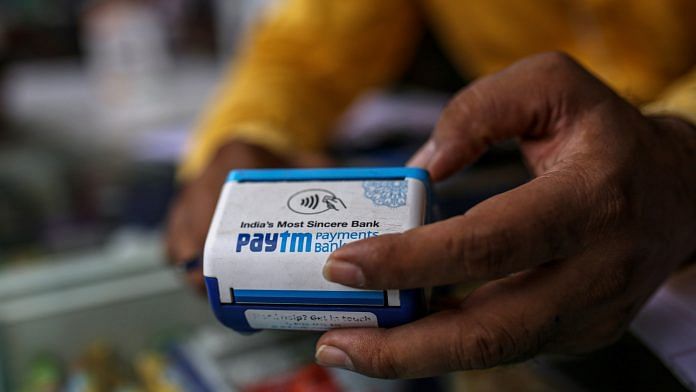 A Paytm All-In-One POS payment device at a medical store | Photo: Dhiraj Singh | Bloomberg
