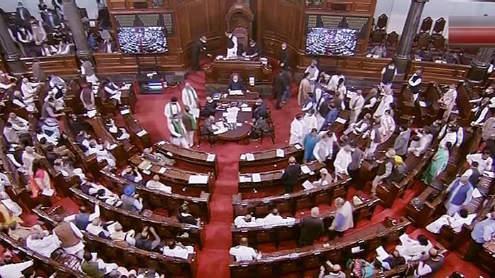 Rajya Sabha | Representational image | PTI Photo leaders stage a protest in Rajya Sabha during the Winter Session of Parliament, in New Delhi on 29 November 2021 | PTI Photo