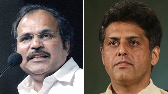 File photos of Congress MPs Adhir Ranjan Chowdhury (L) and Manish Tewari