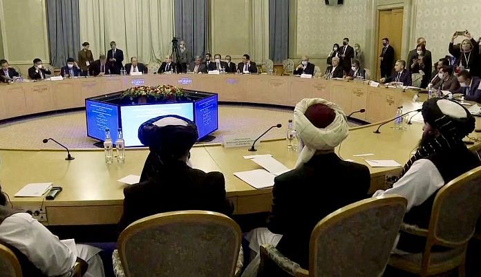 A Taliban delegation at the Moscow Format meet on Afghanistan, in Moscow on 20 October 2021 | ANI Photo