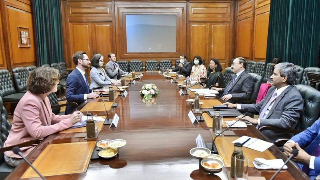 US Special Envoy for Afghanistan Thomas West in a meeting with Foreign Secretary Harsh Vardhan Shringla Tuesday | Twitter | @MEAIndia