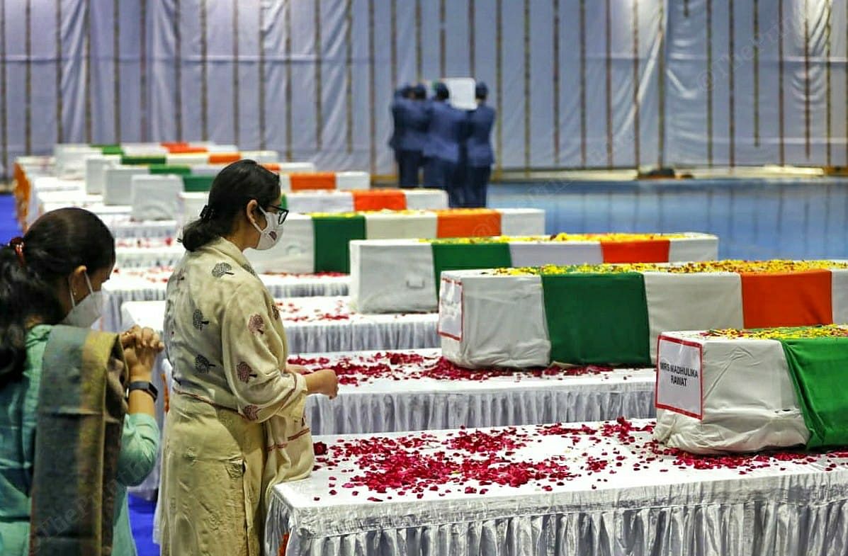 CDS Bipin Rawat and Madhulika Rawat's daughters, Kritika and Tarini, pay tribute to their parents | Photo: Suraj Singh Bisht | ThePrint