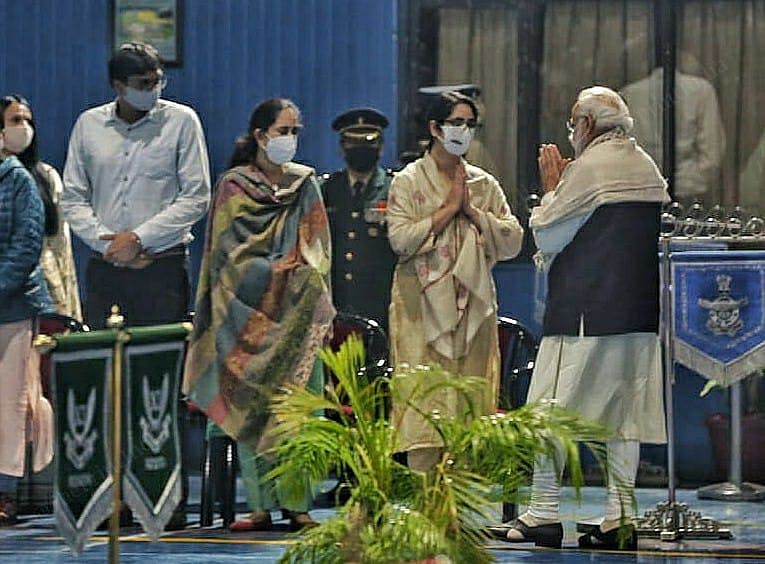 PM Modi with CDS Bipin Rawat's daughters | Photo: Suraj Sigh Bisht | ThePrint