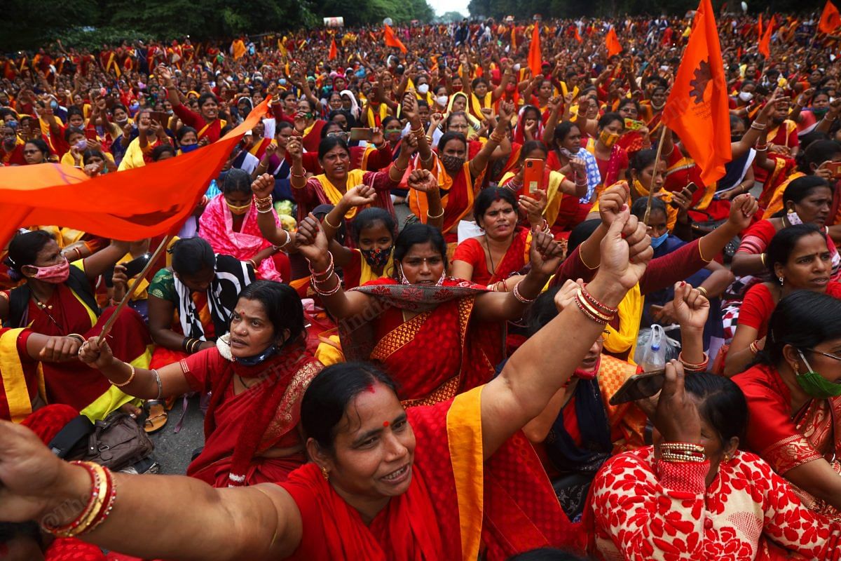 A protest organised by Anganwadi workers in Bhubaneshwar | Photo: Manisha Mondal | ThePrint