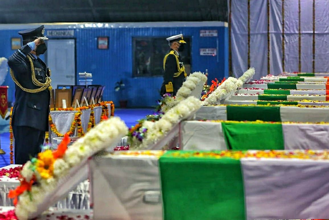Chief Marshal Vivek Ram Chaudhari pays his last respects to the victims | Photo: Suraj Singh Bisht | ThePrint