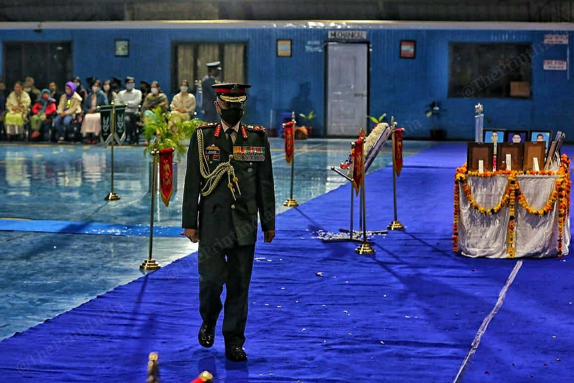 Army chief M.M. Naravane leaves after paying tribute to the victims | Photo: Suraj Singh Bisht | ThePrint