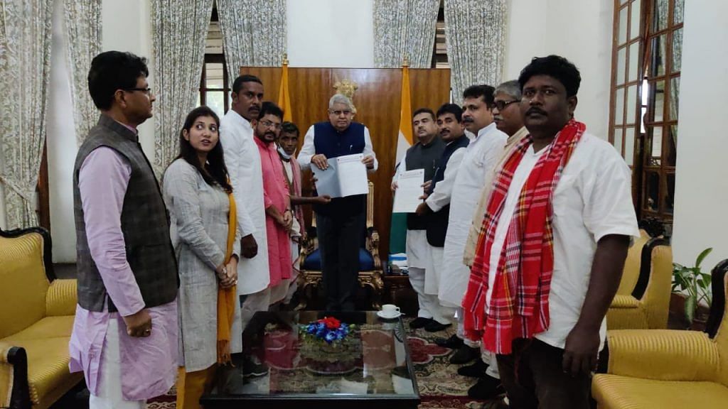 A delegation led by BJP MLA Suvendu Adhikari and BJP Kisan Morcha chief Mahadev Sarkar had met Governor Jagdeep Dhankhar on Saturday. | Photo credit: Twitter