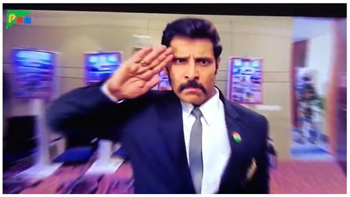 A screenshot of actor Vikram in Tamil film Saamy 2. | Photo: Twitter/@supriyasahuias