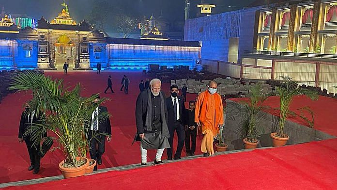PM Narendra Modi inspects development work in Varanasi along with UP Chief Minister Yogi Adityanath on 13 December | ANI