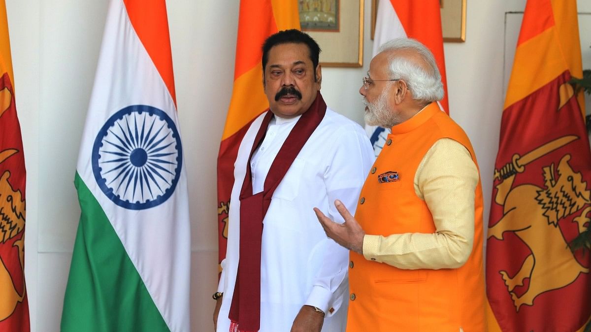 File photo of PM Narendra Modi with his Sri Lankan counterpart Mahinda Rajapaksa in New Delhi | Bloomberg