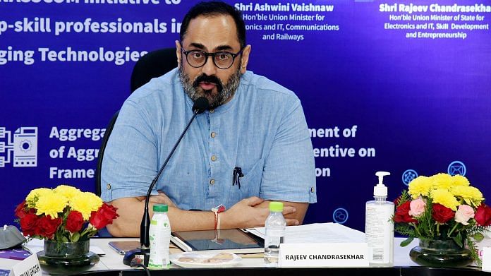 File photo of Minister of State for IT Rajeev Chandrasekhar | ANI Photo
