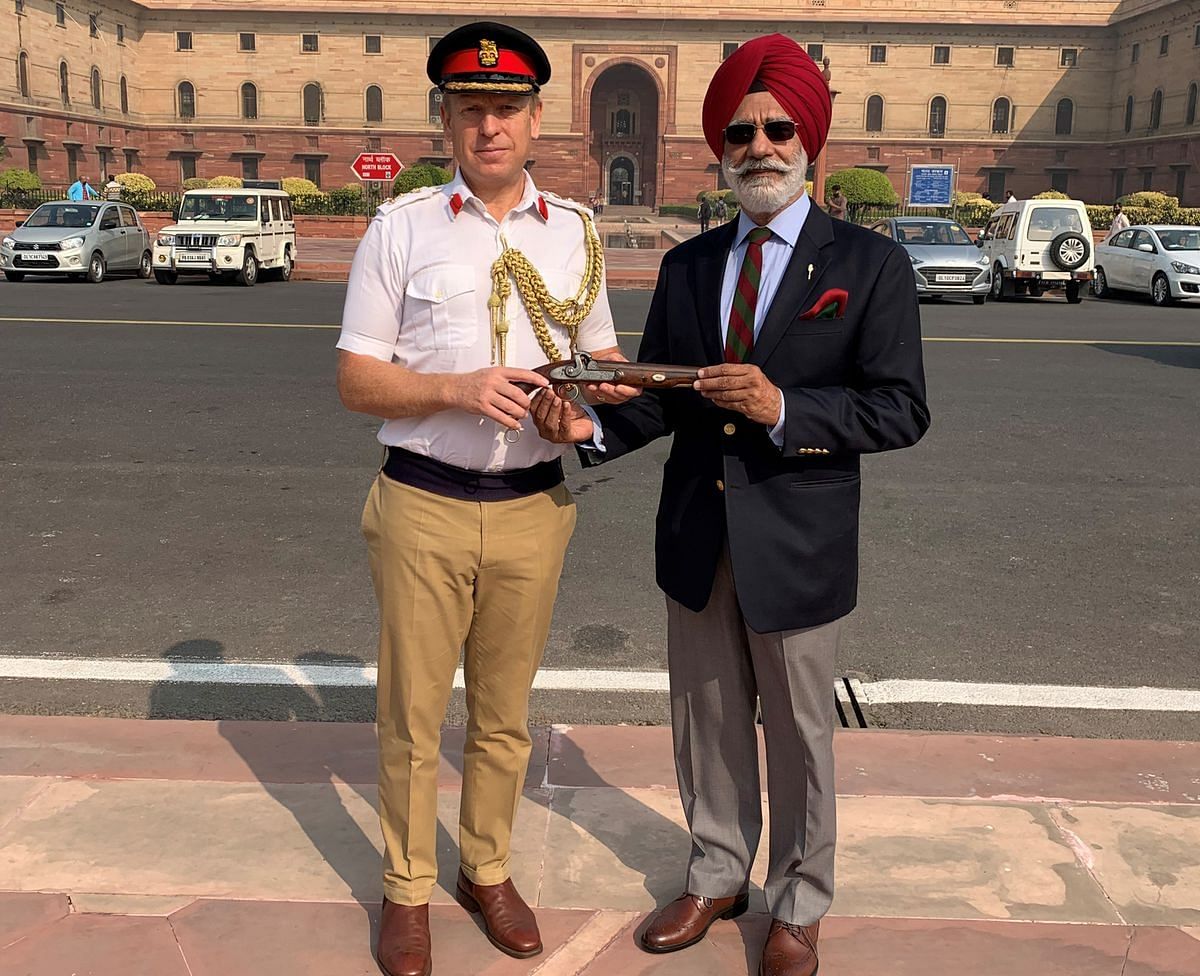 The pistol was handed over to Lt Gen D.S. Sidhu (retd), who also hails from the same regiment, on 16 November by Brigadier Gavin Thompson, Defence Advisor at the British High Commission here in Delhi.