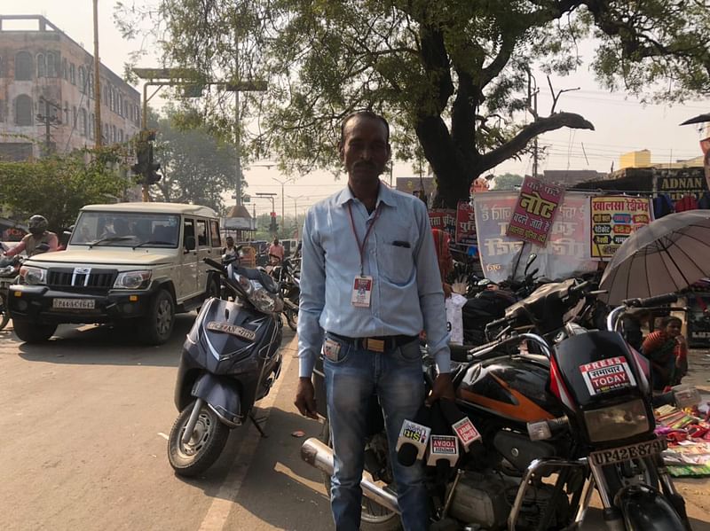 Shanker Sriwastava with his bike | Jyoti Yadav/ThePrint