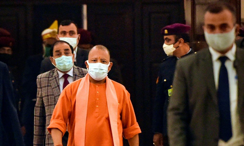 Uttar Pradesh Chief Minister Yogi Adityanath arrives at the UP Assembly session in Lucknow, on 15 December 2021 | PTI Photo
