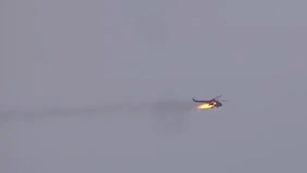 video of chopper on fire mid air is not of cds rawat s helicopter it s a 2020 clip from syria theprint