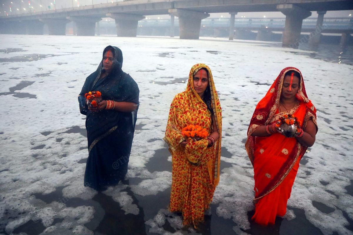 Women offer prayers during Chatt Puja in New Delhi in November | Photo: Manisha Mondal | ThePrint