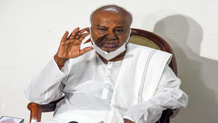 Former prime minister and Janta Dal-Secular(JDS) president H D Deve Gowda at his residence in New Delhi. | File photo: ANI