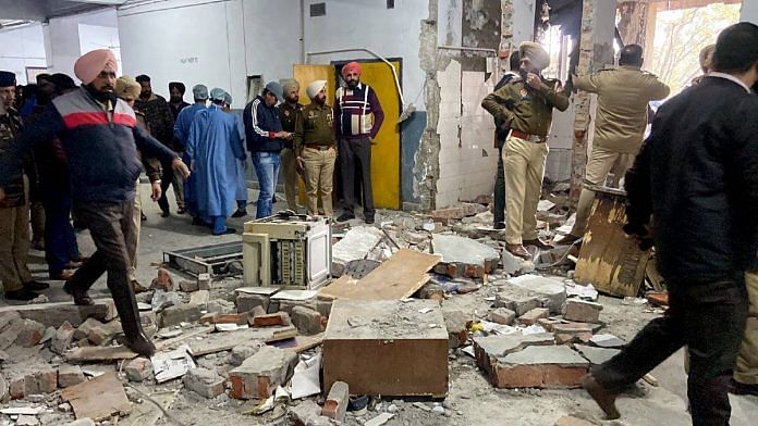 Police at the Ludhiana court complex after the explosion on 23 December | ANI