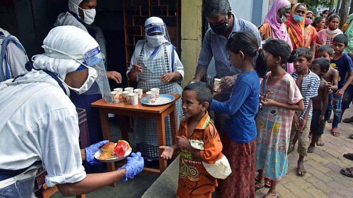 Nuns of the Missionaries of Charity distribute food to underprivileged children in Kolkata | Representational image | ANI