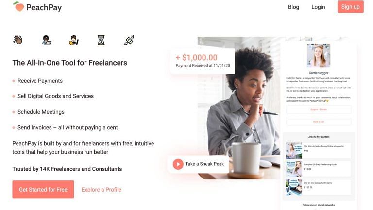 Collect payments hassle-free with PeachPay, an all-in-one tool to manage a freelance business