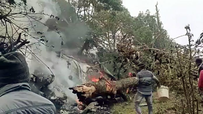 Wreckage of the crashed IAF Mi-17V5 helicopter on 8 December 2021 | ANI photo