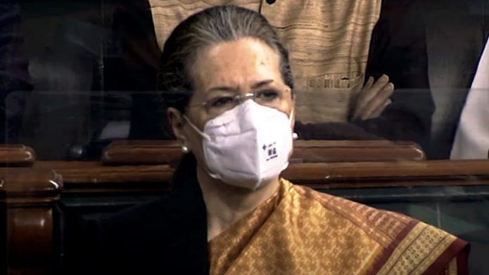 A file photo of Congress MP and interim president Sonia Gandhi in the Lok Sabha , in New Delhi. | Photo: ANI/SansadTV