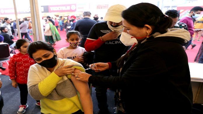 A woman gets vaccinated against Covid-19 in Amritsar | Representational image | ANI