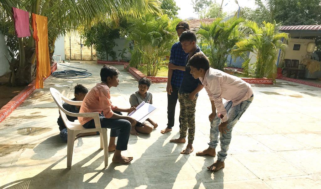 Child actors rehearsing their scene before the shooting. Photo Credit: Special Arrangement