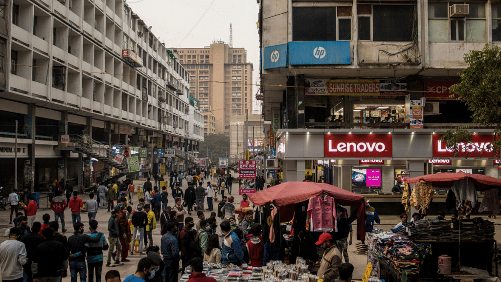 Shoppers at the Nehru Place IT market in New Delhi | Representational image | Bloomberg