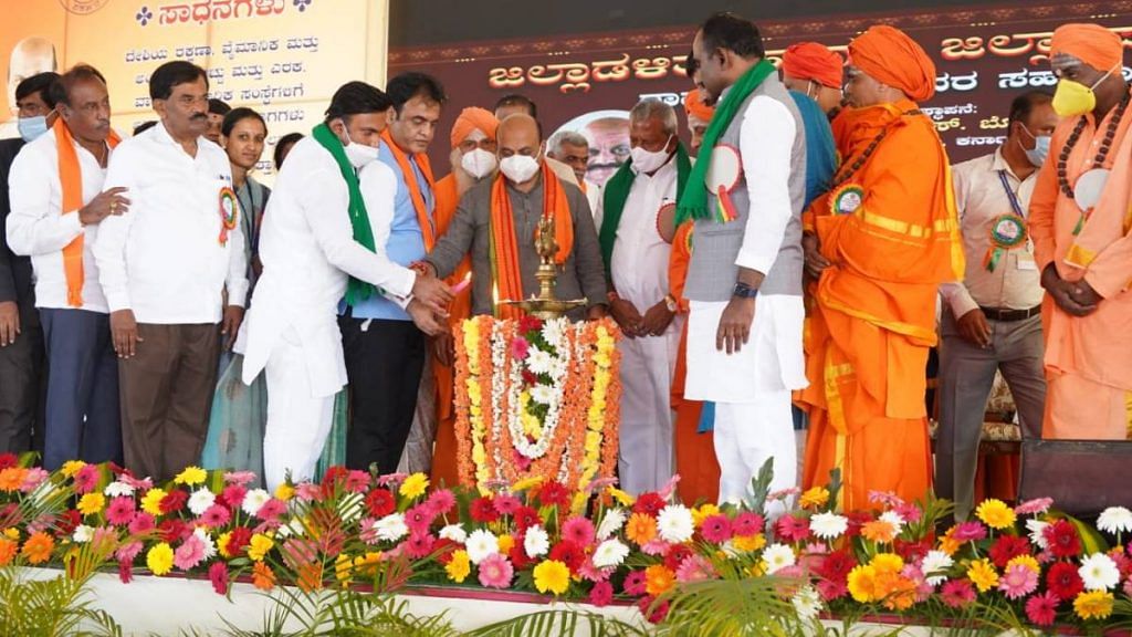 Karnataka CM Basavaraj Bommai inaugurates developmental works in Ramanagara, among them the setting up of the Sanskrit university | By special arrangement
