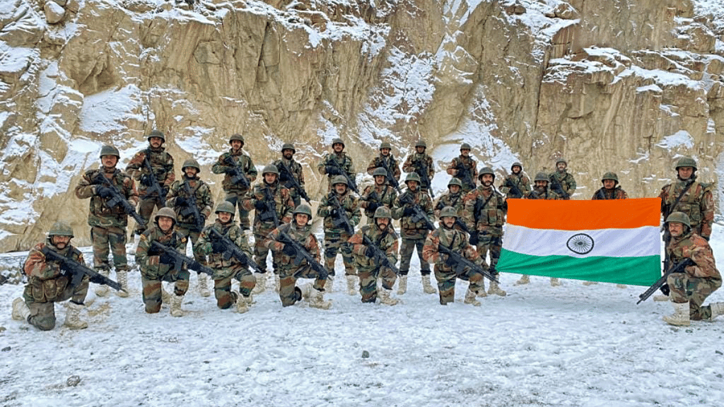 Indian Army soldiers unfurl tricolour at Galwan Valley on 1 January 2022