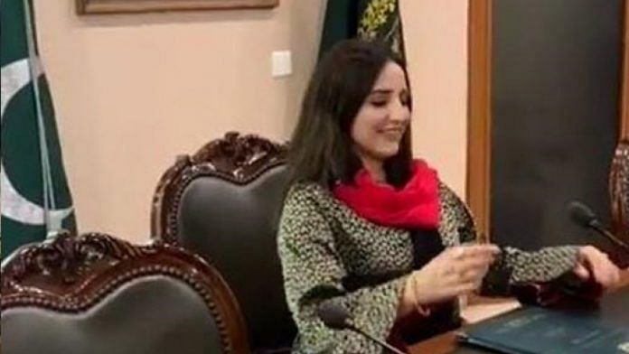A screengrab of TikTok star Hareem Shah inside Pakistan foreign ministry office | YouTube