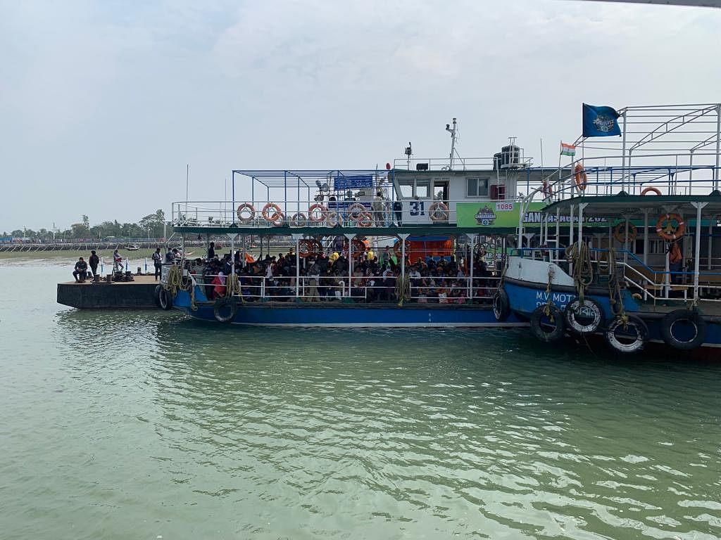 Pilgrims packed aboard a ferry at Ganga Sagar on 14 January | Sreyashi Dey | ThePrint