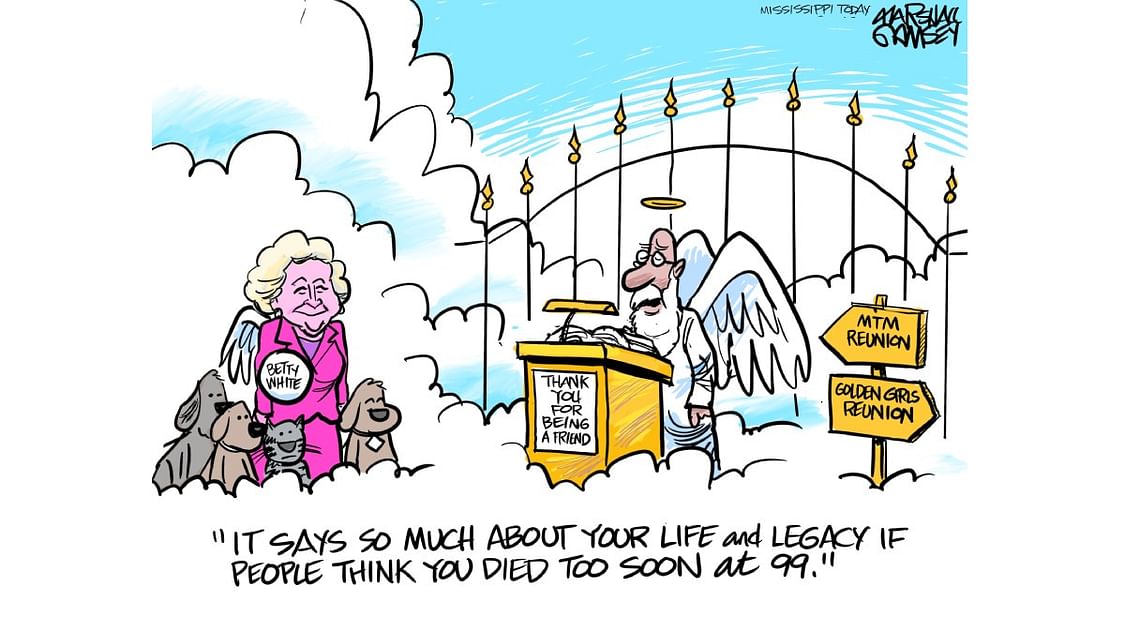Betty White at pearly gates...
