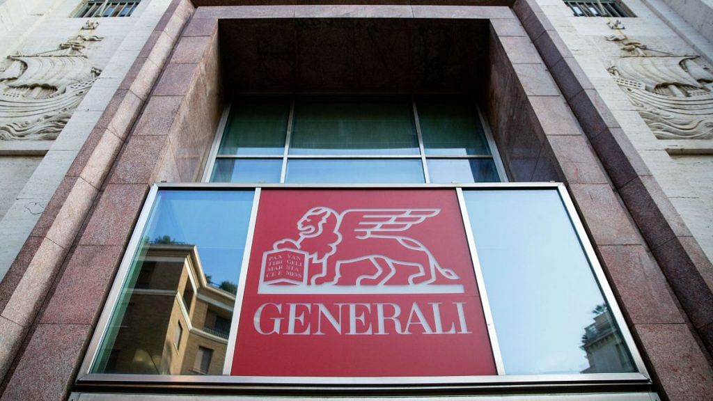 An Assicurazioni Generali SpA logo sits above an entrance to their offices in Rome | Bloomberg