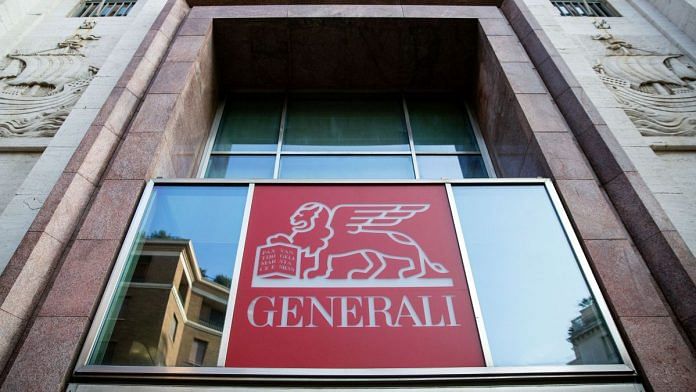 An Assicurazioni Generali SpA logo sits above an entrance to their offices in Rome | Bloomberg